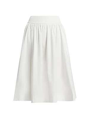 Poplin A-Line Midi-Skirt