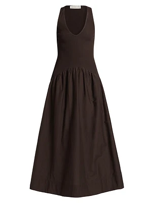Poplin Racer Midi-Dress