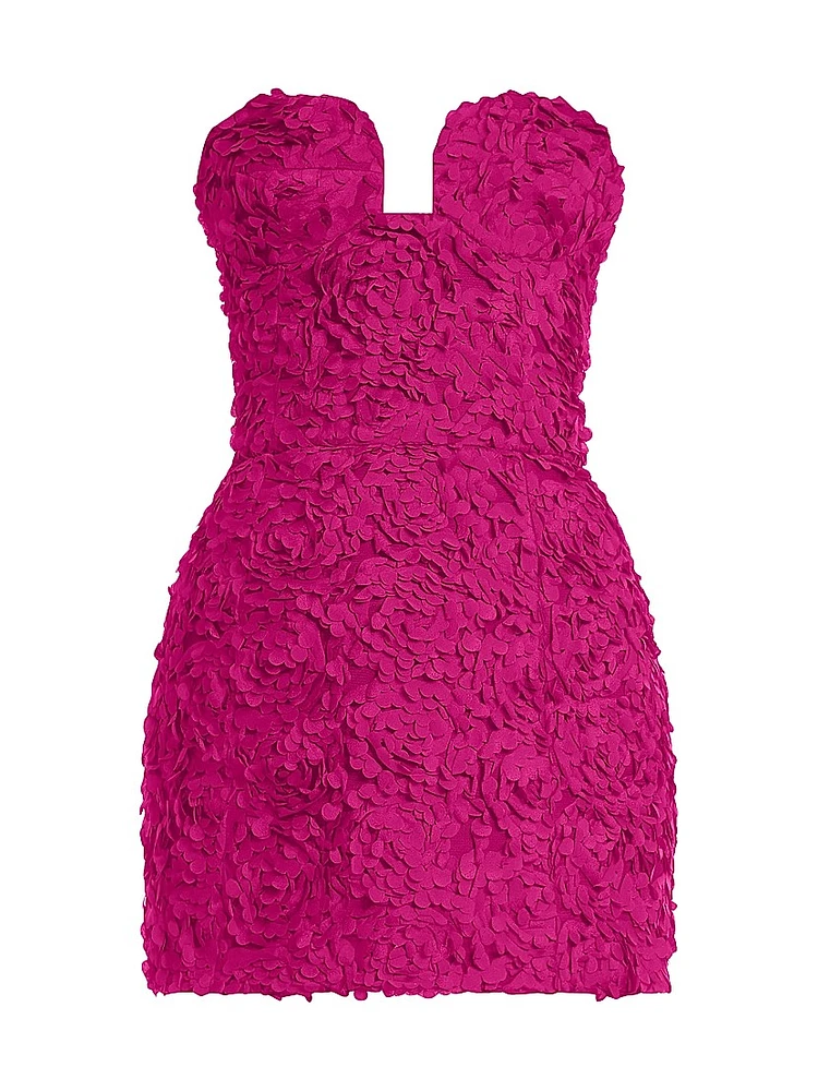 Strapless 3D Floral Minidress