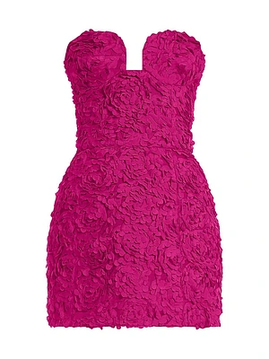 Strapless 3D Floral Minidress