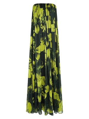 Claudette Floral Chiffon Strapless Gown