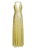 Renata Sequin Halterneck Gown