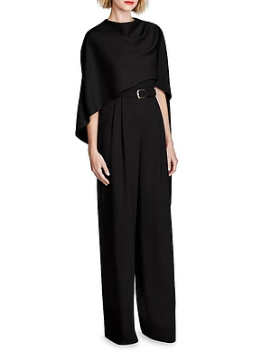 Paulette Cape Crepe Wide-Leg Jumpsuit