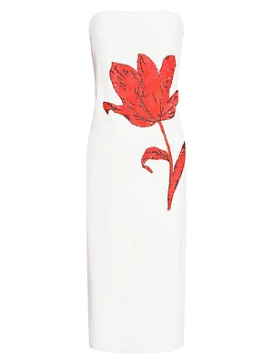 Sylvie Sequin Floral Strapless Midi-Dress