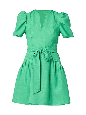 Kenlie Tie-Waist Short-Sleeve Minidress