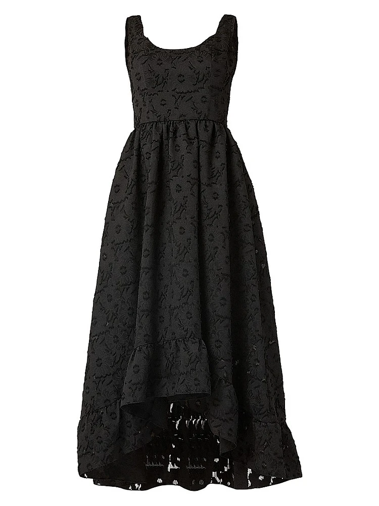 Neela Burnout Chiffon High-Low Maxi Dress