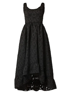 Neela Burnout Chiffon High-Low Maxi Dress