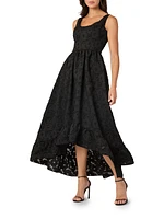 Neela Burnout Chiffon High-Low Maxi Dress