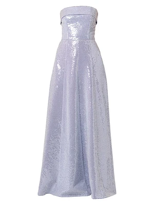 Bennett Striped Sequin Strapless Gown