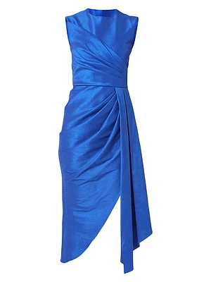 Colony Gathered Taffeta Sleeveless Cocktail Dress