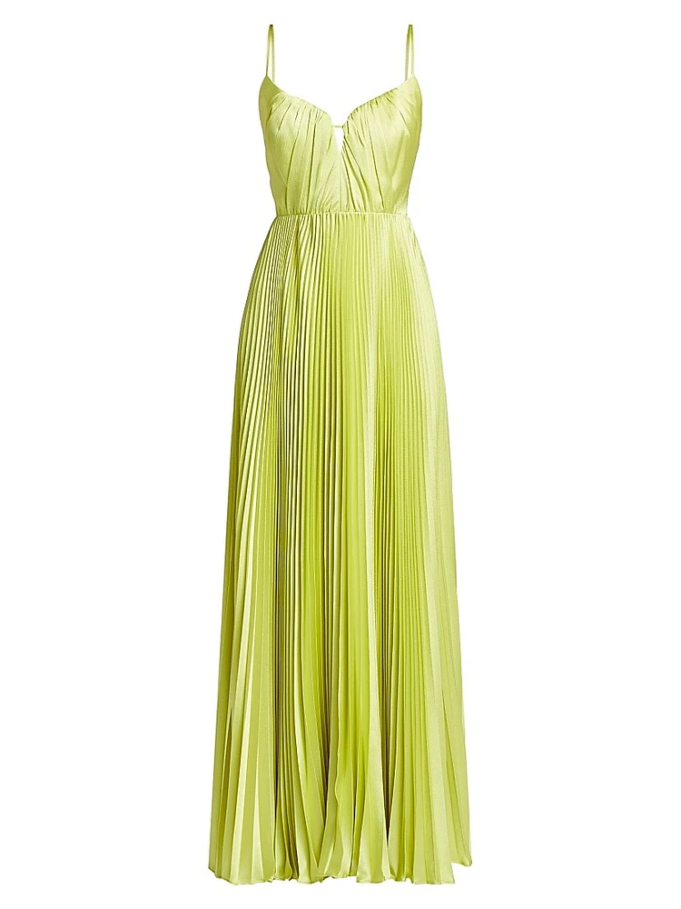 Perle Pleated Satin Gown