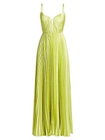 Perle Pleated Satin Gown