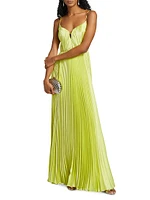 Perle Pleated Satin Gown