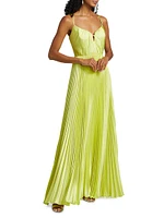 Perle Pleated Satin Gown