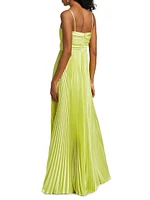 Perle Pleated Satin Gown