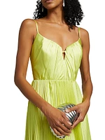Perle Pleated Satin Gown