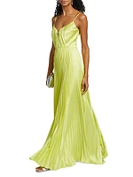 Perle Pleated Satin Gown