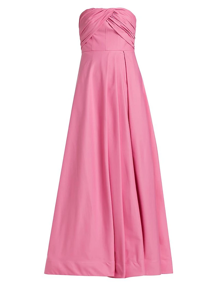 Alma Faille Sateen Strapless Corset Gown