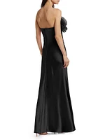 Lisette Organza Rosette Satin Strapless A-Line Gown