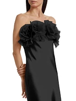 Lisette Organza Rosette Satin Strapless A-Line Gown