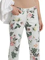 Blaine Floral Low-Rise Crop Jeans