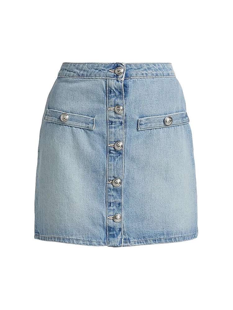 Kris Denim Button-Front Miniskirt