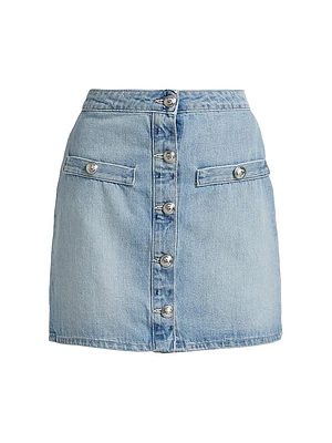 Kris Denim Button-Front Miniskirt