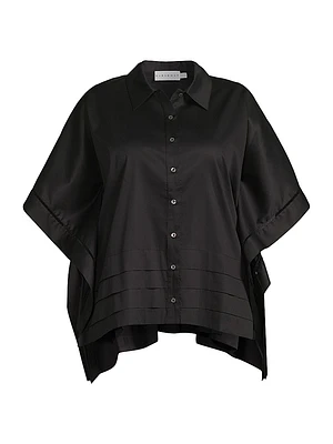 Plus Harpa Cotton Cape-Sleeve Tiered-Hem Shirt