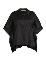 Plus Harpa Cotton Cape-Sleeve Tiered-Hem Shirt