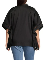 Plus Harpa Cotton Cape-Sleeve Tiered-Hem Shirt