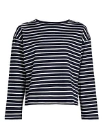 Macy Striped Cotton Crewneck Top