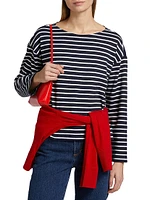 Macy Striped Cotton Crewneck Top
