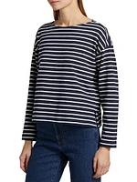 Macy Striped Cotton Crewneck Top