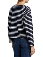 Macy Striped Cotton Crewneck Top