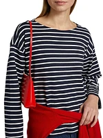 Macy Striped Cotton Crewneck Top
