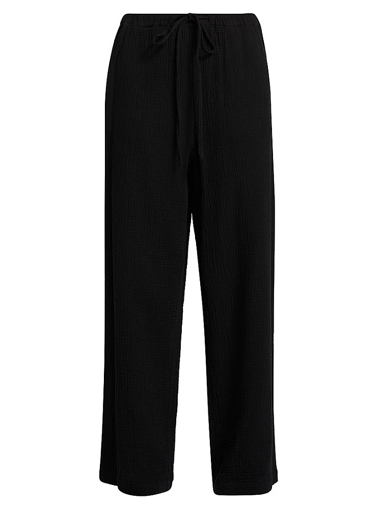 Emmie Gauze Drawstring Wide-Leg Pants