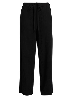 Emmie Gauze Drawstring Wide-Leg Pants