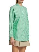 Stina Striped Cotton Poplin Button-Front Shirt