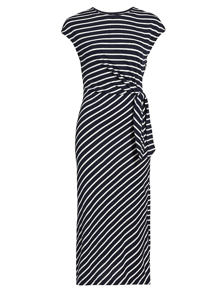 Selah Striped Cotton Tie-Waist Midi-Dress