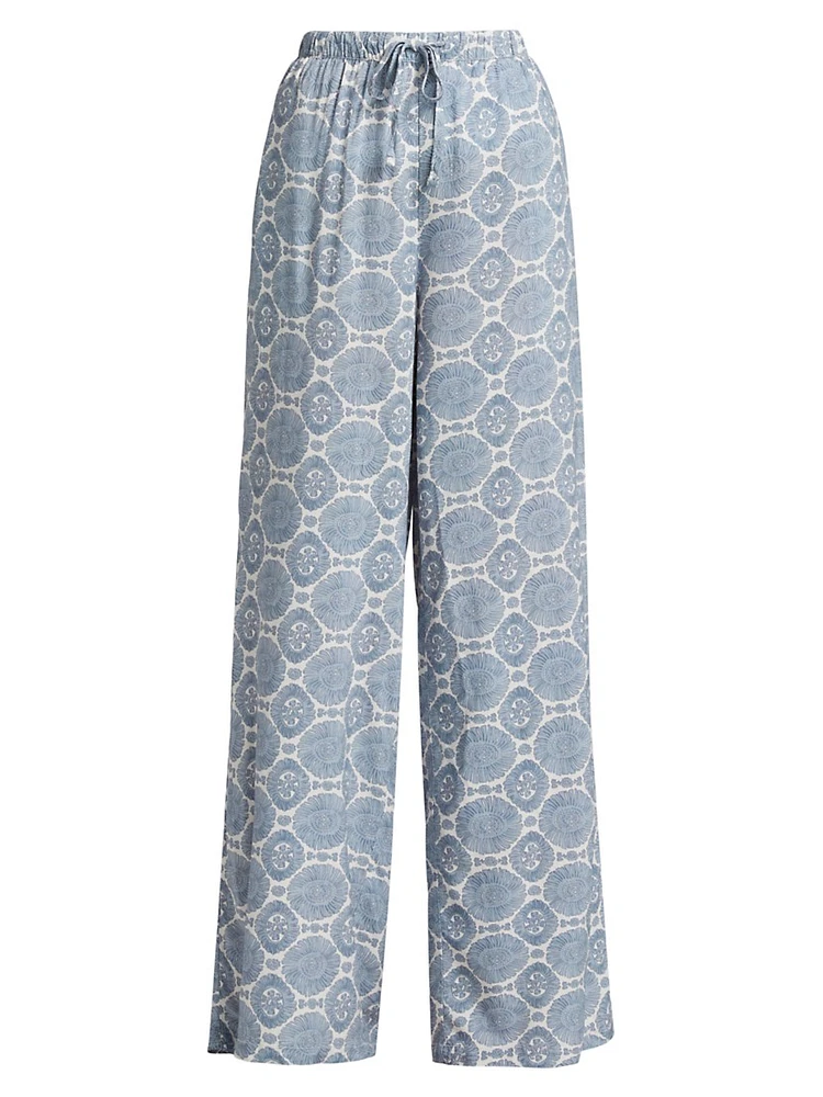 Sun Print Wide-Leg Pants