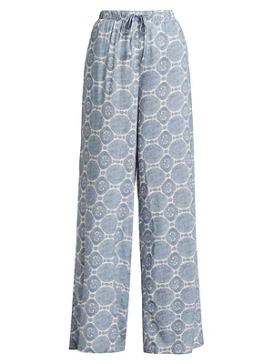 Sun Print Wide-Leg Pants