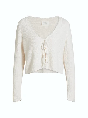 Scalloped Tie-Front Cardigan