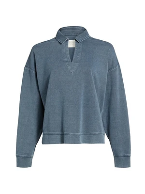 Cotton-Blend Polo Sweatshirt