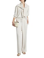 Waffle Scuba Wide-Leg Sweatpants
