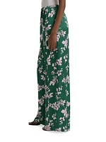 The Effortless Floral Elasticized Wide-Leg Pants