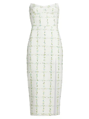 Ivy Tweed Strapless Midi-Dress