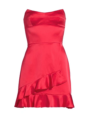 Magnolia Ruffled Silk Strapless Minidress