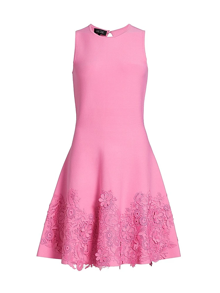 Lace Trim Fit-&-Flare Cocktail Dress