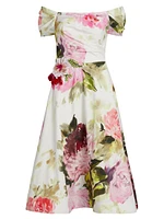 Floral Off-the-Shoulder Cocktail Dress