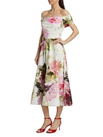 Floral Off-the-Shoulder Cocktail Dress